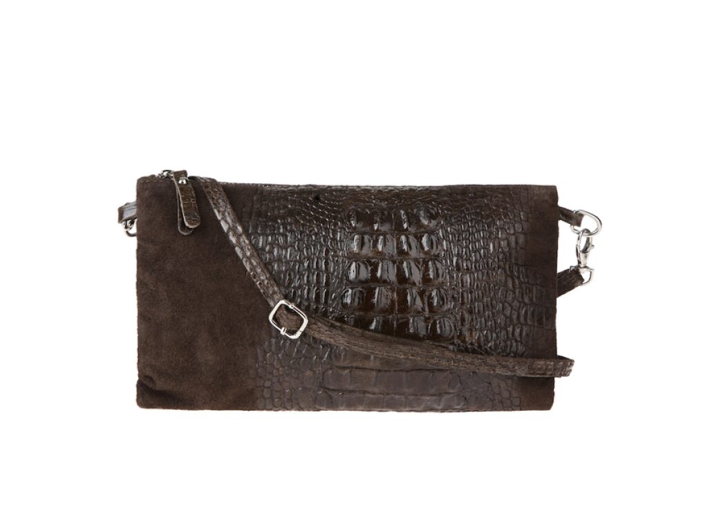 Extravagantní semišová kabelka s nápaditým vzorem krokodýlí kůže Estelle
