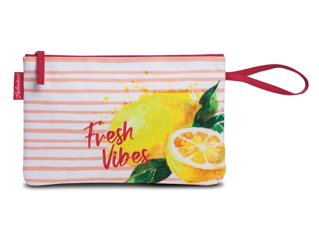 Fabrizio Bikini bag - taška na plavky Fresh Vibes 50406-5200 červená s citróny přední strana etue