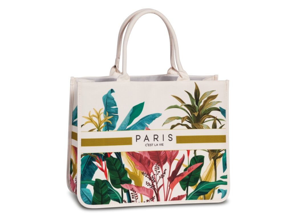 Fabrizio Letní shopper kabelka PARIS 50414-1600 bílá s potiskem barevných listů