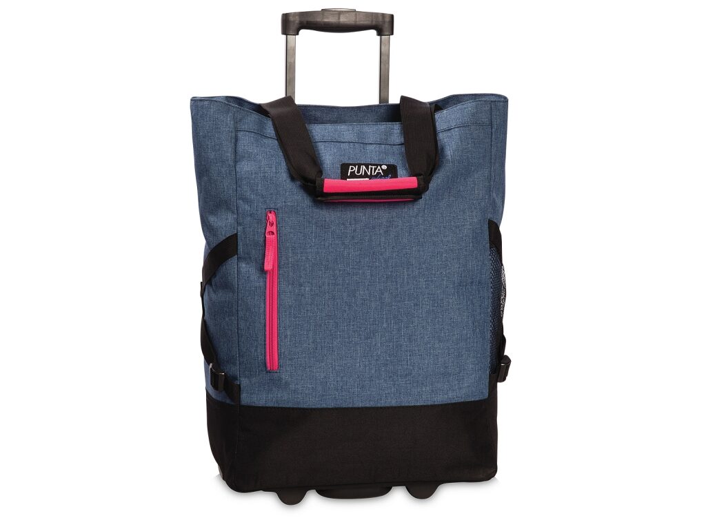 Nákupní taška na kolečkách PUNTA wheel  10183-5300 modrošedá melír/růžová 