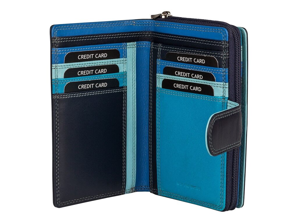 Dámská kožená peněženka PATCHI 88 RFID MULTICOLOR WALLET 3001025.61.30 modrá - vnitřní členění