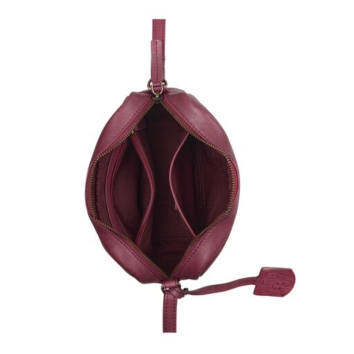 BURKELY Kožená mini crossbody kabelka Natural Norah 1000816.04.45 vínově červená