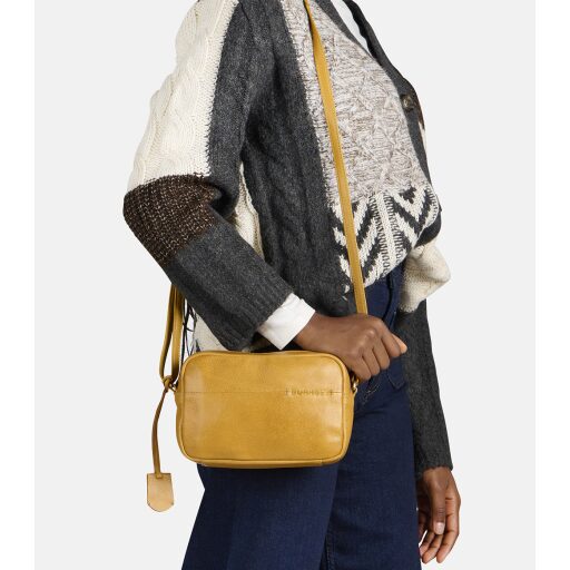 BURKELY Kožená mini crossbody kabelka Natural Norah 1000816.04.63 žlutá