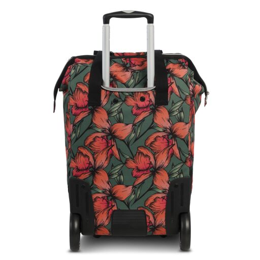 PUNTA wheel Velká nákupní taška na kolečkách 10303-2614 zeleno-oranžová s květy