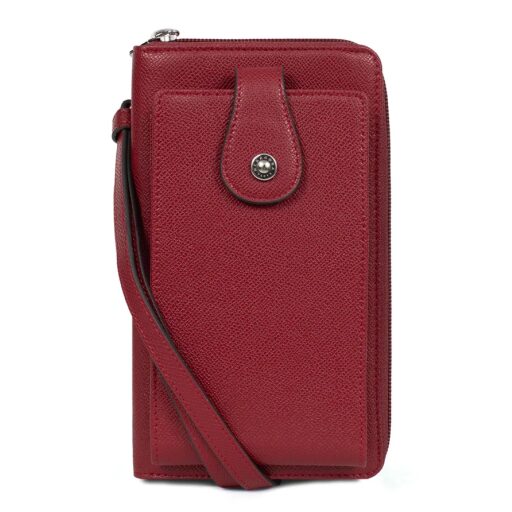 Hexagona Elegantní kožená kabelka na mobil s peněženkou Ava 558371-2600 vínově červená