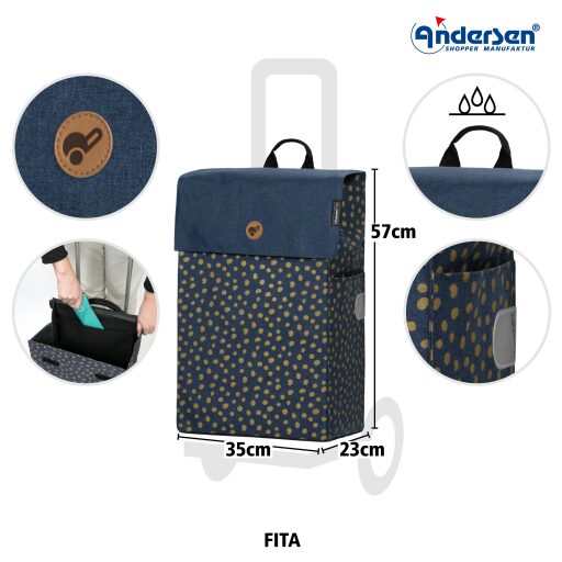 Andersen Nákupní taška do schodů SCALA SHOPPER TREPPENSTEIGER® FITA 119-225-90 modrá taška