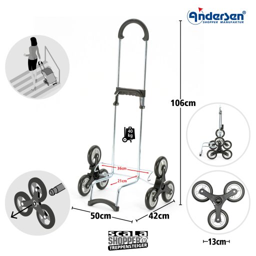 Andersen Nákupní taška na kolečkách do schodů SCALA SHOPPER TREPPENSTEIGER® TILDE 119-226-70 červená