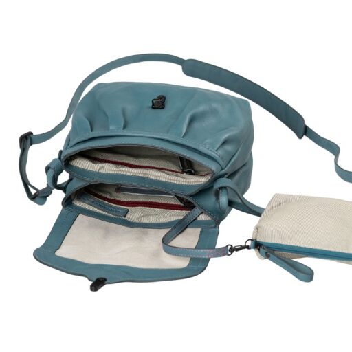 aunts & uncles Kožená kabelka přes rameno Mrs. Coconut Cake 40276-102 světle modrá přihrádky