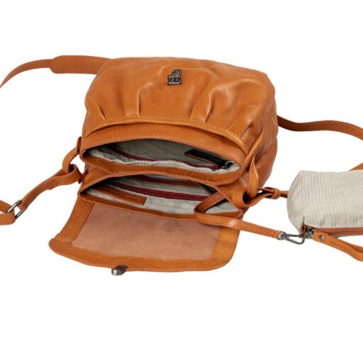 aunts & uncles Kožená kabelka přes rameno Mrs. Coconut Cake 40276-108 světle koňaková přihrádky