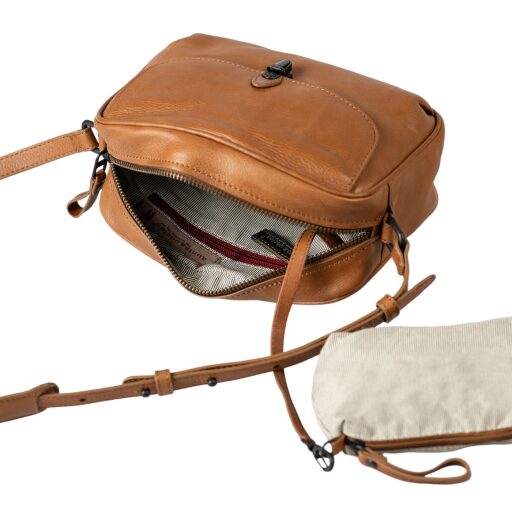 aunts & uncles Kožená kabelka přes rameno Mrs. Mint 40278-1 koňaková přihrádky