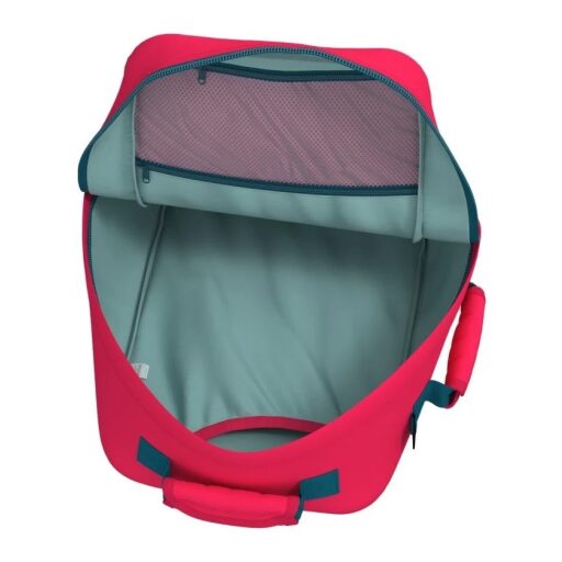 CabinZero Batoh do letadla 40x30x20 Classic 28L 082404 růžovo-modrý otevřený