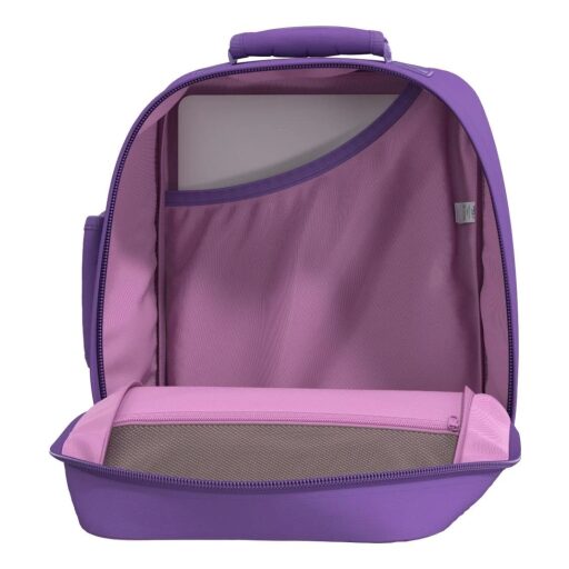CabinZero Batoh do letadla 40x30x20 Classic 28L 082601 fialový otevřený