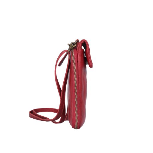 Bellicci Kožená kabelka na mobil CHERIE červená BECH-42/150 RED - boční pohled