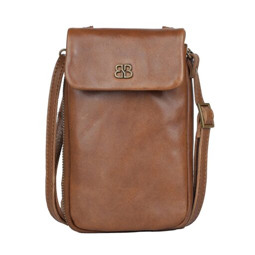 Bellicci Kožená kabelka na mobil CHERIE koňaková BECH-42/150 CGN přední strana