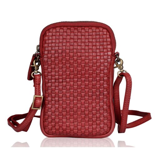 Bellicci Kožená kabelka na mobil EVERLY červená BEEV-42/152 RED přední strana