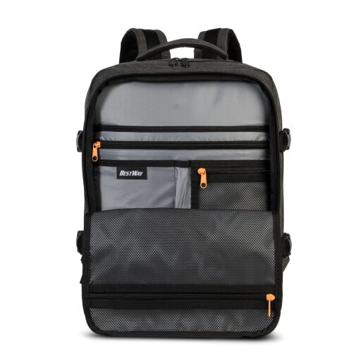 BestWay Cestovní batoh 40x30x20 cm Cabin Pro Small 40357-1700 tmavě šedý organizér