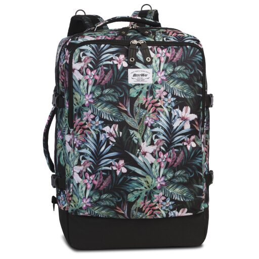 BestWay Příruční zavazadlo - palubní batoh 40252-0821 CABIN PRO PRINTS černý s květy