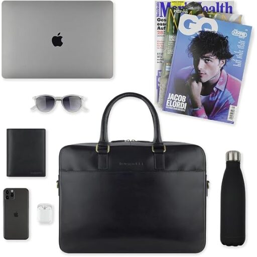 Bugatti kožená taška na notebook Remo 49239201 černá co vše se do tašky vejde