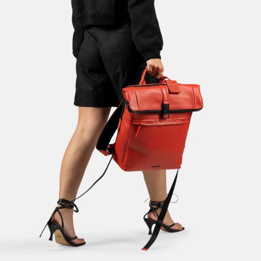 BURKELY Kožený roll top batoh na notebook 14" 1000805.64.55 červený žena