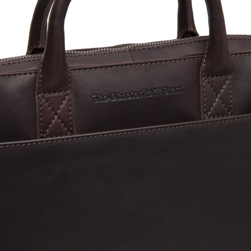 The Chesterfield Brand Kožená taška na notebook 14" Tilbury C40.109701 hnědá logo
