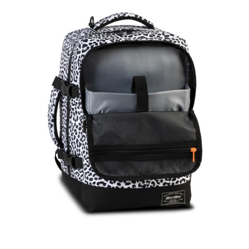 BestWay Cestovní batoh 40x25x20 cm Cabin Pro Smal 40290-0120 bílo-černý vzor kapsa na notebook