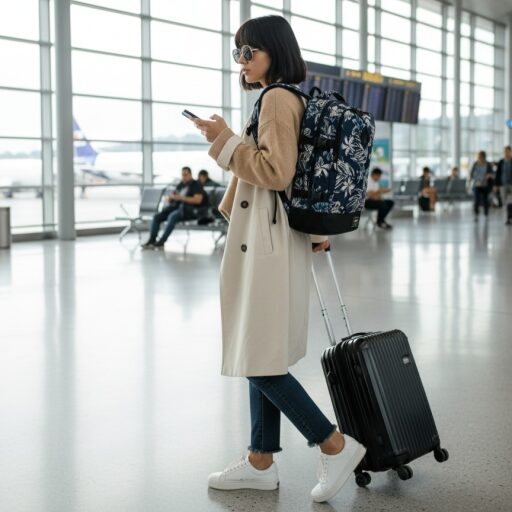 BestWay Cestovní batoh 40x25x20 cm Cabin Pro Small 40290-5016 tmavě modrý s květy na modelce