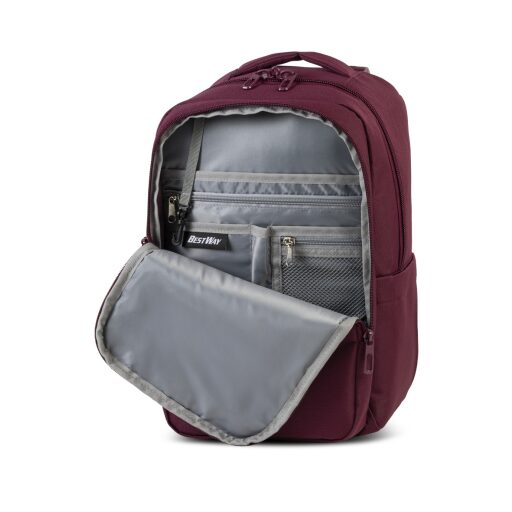 BestWay Cestovní batoh 40x25x20 cm Cabin Pro Ultimate Small 40326-4800 vínově červený otevřený