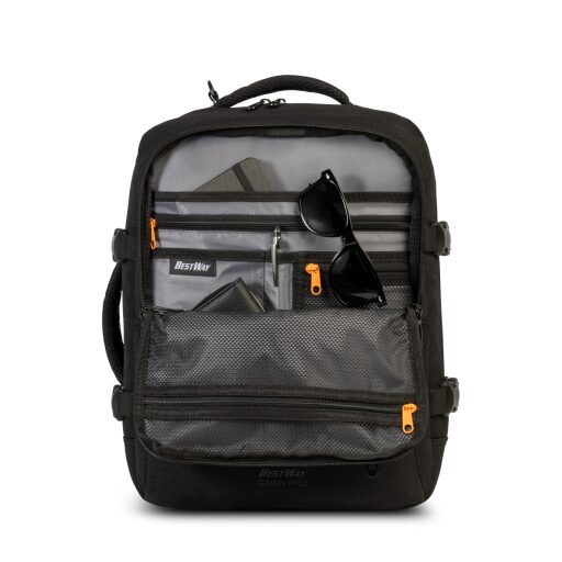 BestWay Cestovní batoh 40x30x20 cm Cabin Pro 40359-0100 černý otevřený