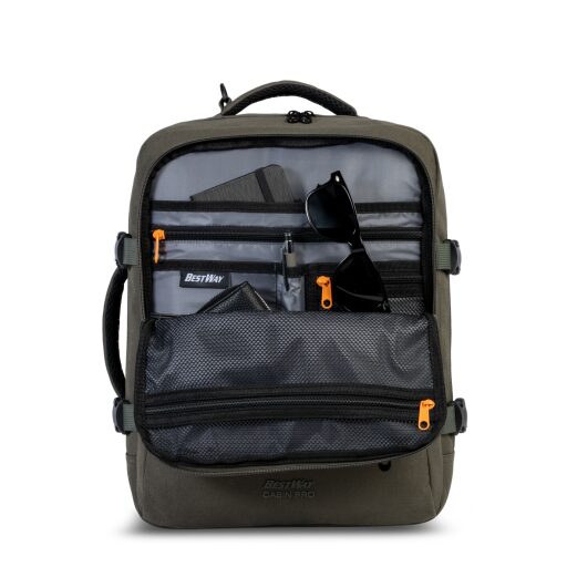BestWay Cestovní batoh 40x30x20 cm Cabin Pro 40359-2600 olivový otevřený