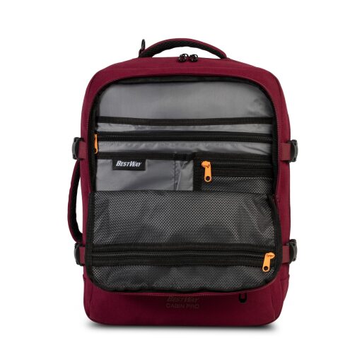 BestWay Cestovní batoh 40x30x20 cm Cabin Pro 40359-4800 vínově červený otevřený