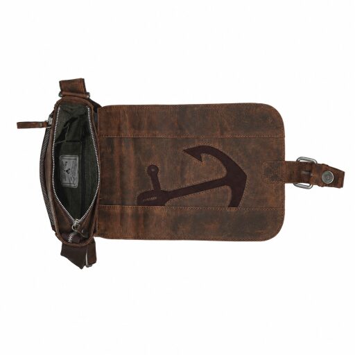 Bull & Hunt kožená taška přes rameno SPEED 31-0353 hnědá kotva otevřená