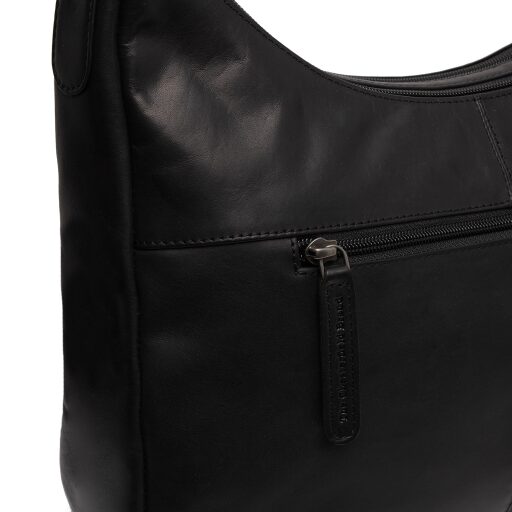 The Chesterfield Brand Kožená kabelka přes rameno - crossbody Marle černá C48.129700 - detail zipové přihrádky na zadní straně