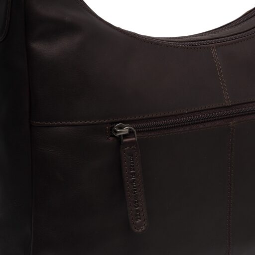 The Chesterfield Brand Kožená kabelka přes rameno - crossbody Marle C48.129701 hnědá - detail zipové přihrádky na zadní straně