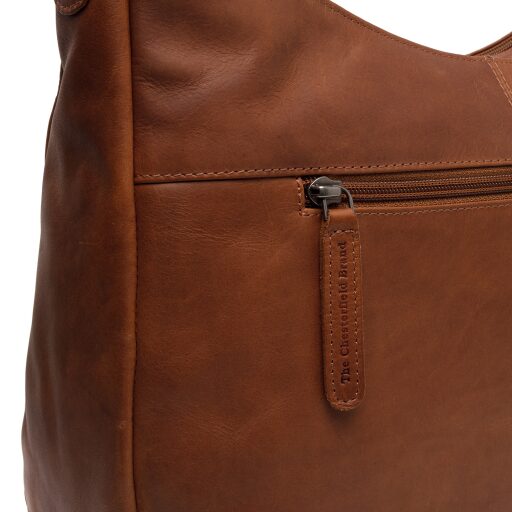 The Chesterfield Brand Kožená kabelka přes rameno - crossbody Marle C48.129731 koňaková - detail zipové přihrádky na zadní straně