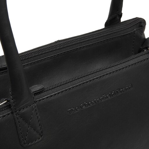 The Chesterfield Brand Dámská kožená kabelka do ruky i přes rameno Solvin C48.143300 černá logo