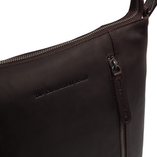 Dámská kožená taška přes rameno / crossbody kabelka The Chesterfield Brand Vervins hnědá C48.129601 - detail zipové přihrádky na přední straně