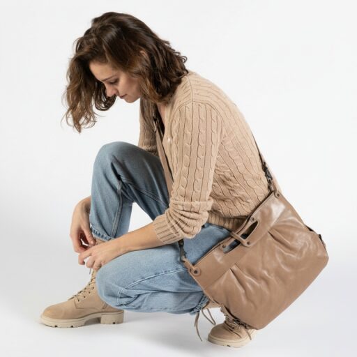 Aunts & Uncles kabelka přes rameno / crossbody 2v1 Grandma´s Luxury Club Mrs. Muffin 40301-132 béžová na postavě