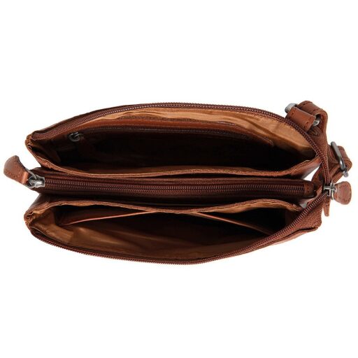 Dámská kožená kabelka přes rameno Tovelove C48.181431.31 koňaková otevřená