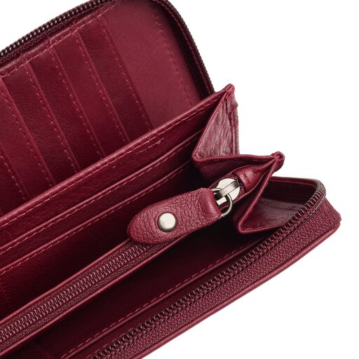 The Chesterfield Brand Dámská kožená peněženka RFID Mirelle vínově červená na mince