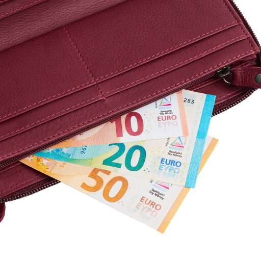 The Chesterfield Brand Dámská kožená peněženka RFID Mirelle vínově červená na bankovky