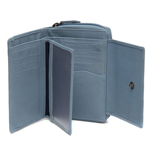 Dámská kožená peněženka RFID Orveta C08.062515 světle modrá otevřená