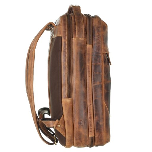 GREENBURRY XL kožený batoh na notebook Traveller 1691M-25 hnědý boční náhled