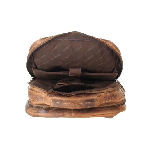 GREENBURRY XL kožený batoh na notebook Traveller 1691M-25 hnědý