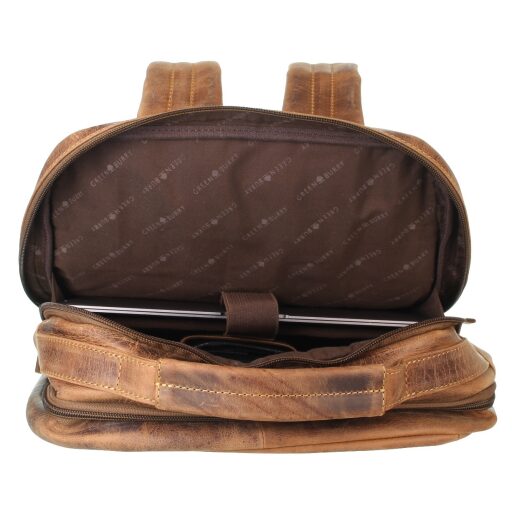 GREENBURRY XL kožený batoh na notebook Traveller 1691M-25 hnědý