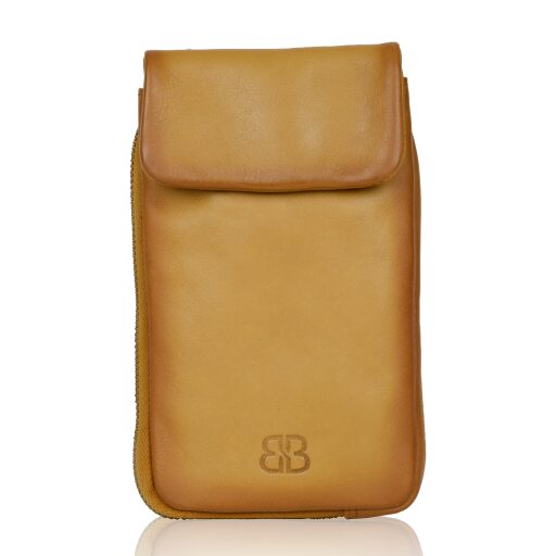 Bellicci Kožená kabelka na mobil KIA žlutáBEKI-42/150 YLW - přední strana taštičky