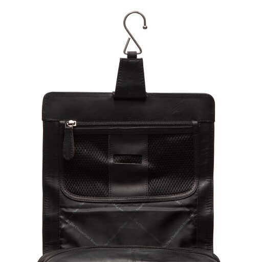 The Chesterfield Brand Kožená kosmetická taška Rosario C08.050000 černá - otevřená klopa s háčkem na pověšení