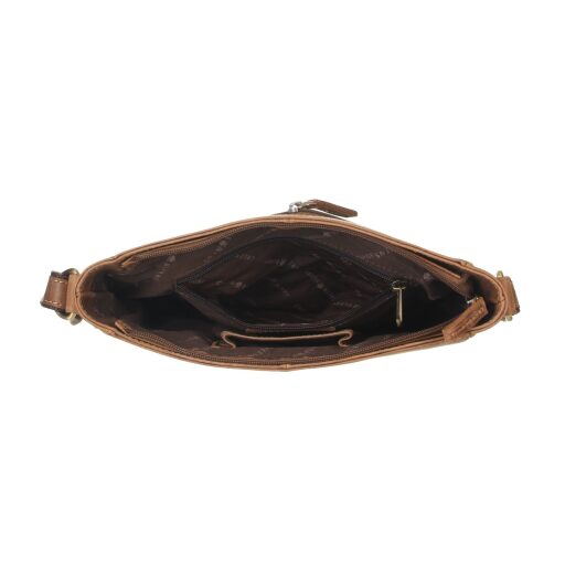 Greenburry kožená crossbody vintage kabelka Belezza 1532-25 hnědá otevřená