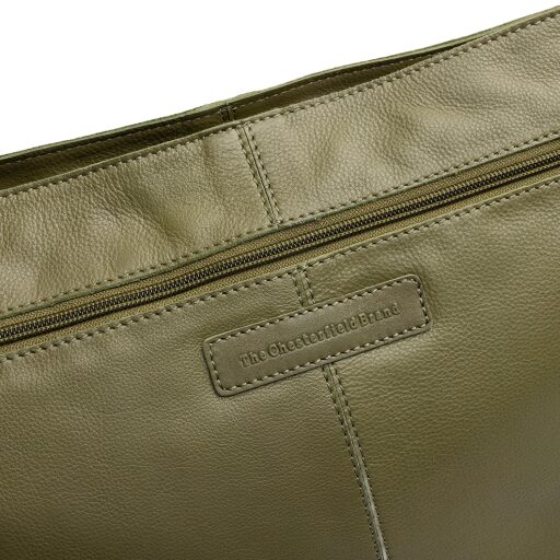 The Chesterfield Brand Kožená kabelka do ruky i přes rameno Astero C48.142302 olivová logo