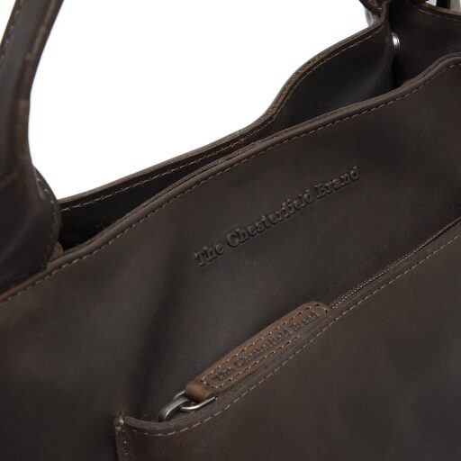 The Chesterfield Brand Kožená kabelka do ruky i přes rameno Tenara C48.143101 hnědá logo