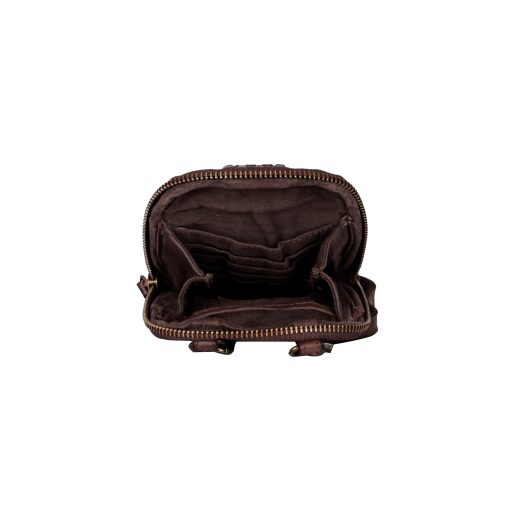 Bellicci Kožená crossbody kabelka na telefon hnědá EMBERLY DBR - přihrádky na karty